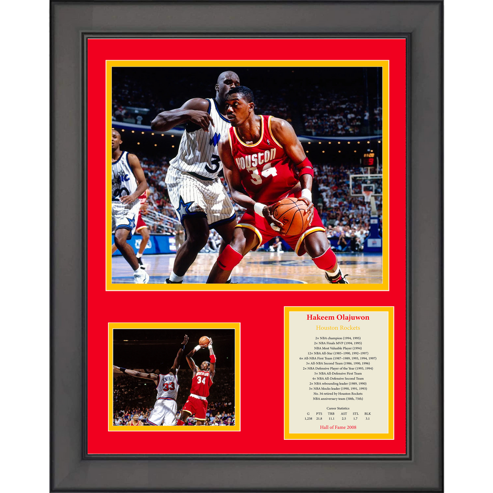 Framed Hakeem Olajuwon Hall of Fame Houston Rockets Basketball 11"x14" Three Photo Collage (ONLINE ORDER ONLY)