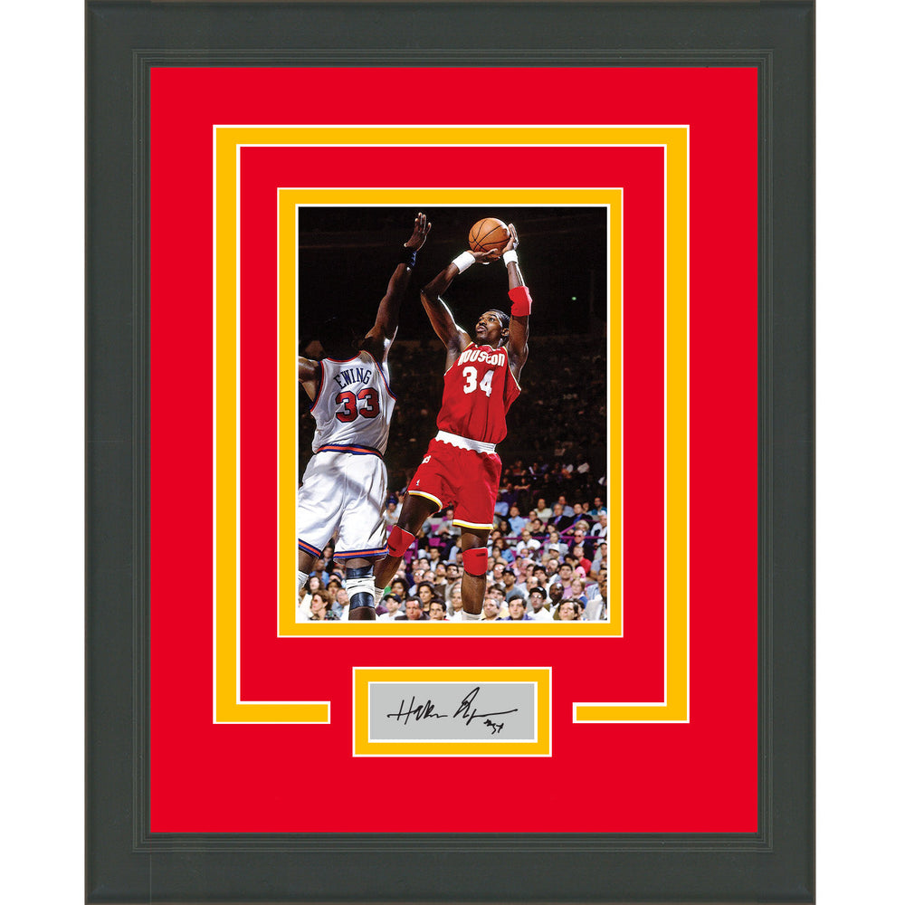 Framed Hakeem Olajuwon Facsimile Laser Engraved Signature Auto Houston Rockets 11x14 Basketball Photo (ONLINE ORDER ONLY)