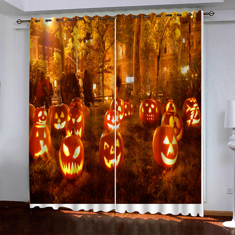 Halloween Pumpkin Decor Curtains Blackout Window Drapes (Online Order Only)