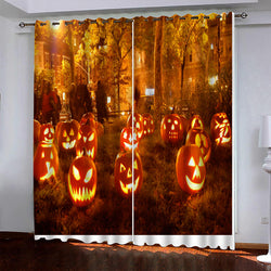Halloween Pumpkin Decor Curtains Blackout Window Drapes (Online Order Only)