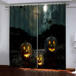 Halloween Pumpkin Decor Curtains Blackout Window Drapes (Online Order Only)