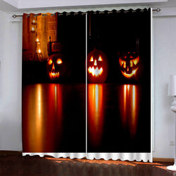 Halloween Pumpkin Decor Curtains Blackout Window Drapes (Online Order Only)