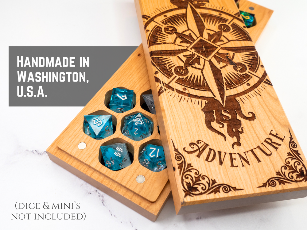 Compass Adventure | Engraved Dual Hex Dice Vault (ONLINE ORDER ONLY)
