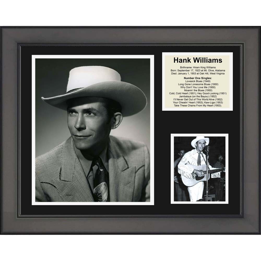 Framed Hank Williams Sr. Record Biography 11"x14" Music Three Photo Collage (ONLINE ORDER ONLY)