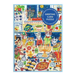 Happy Hanukcats Greeting Card 60 Piece Jigsaw Puzzle Galison (ONLINE ORDER ONLY)