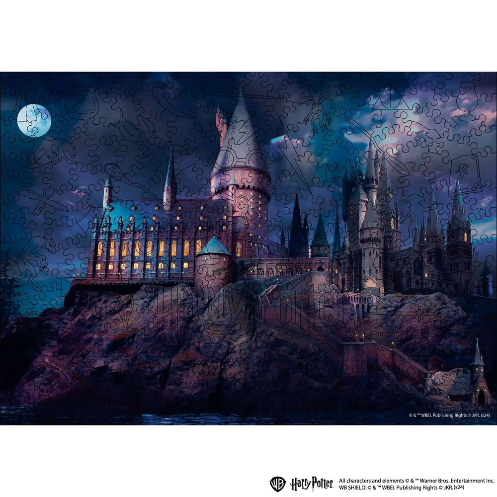Harry Potter Hogwarts Castle at Night Wooden 338 Piece Jigsaw Puzzle Woods Story (ONLINE ORDER ONLY)