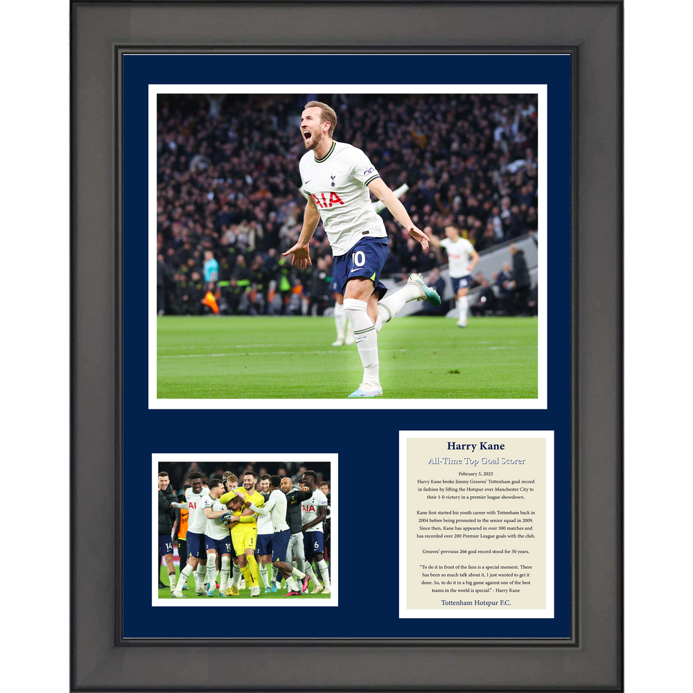 Framed Harry Kane Goal Record Soccer Futbol 11"x14" Three Photo Collage (ONLINE ORDER ONLY)