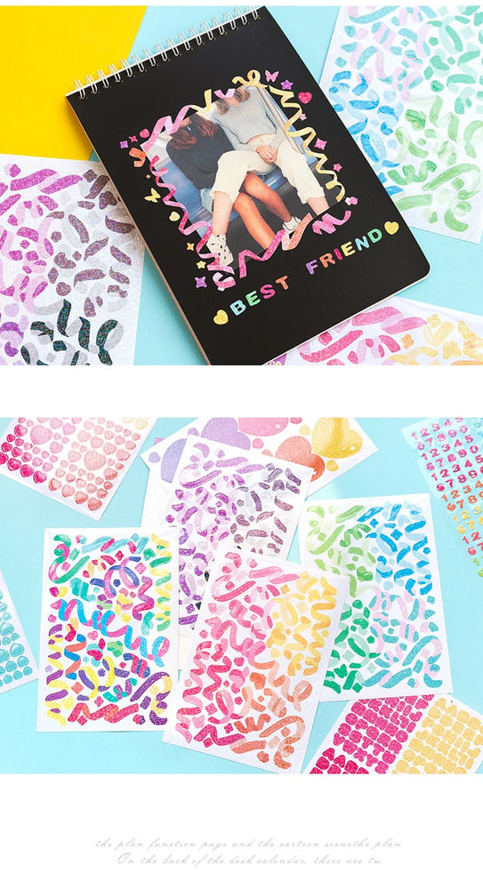 4 Sheets Color Collection Series Laser Sticker Ins Scrapbooking Decorative Sticker DIY Diary Album Stick Label Kawaii Stationery (ONLINE ORDER ONLY)
