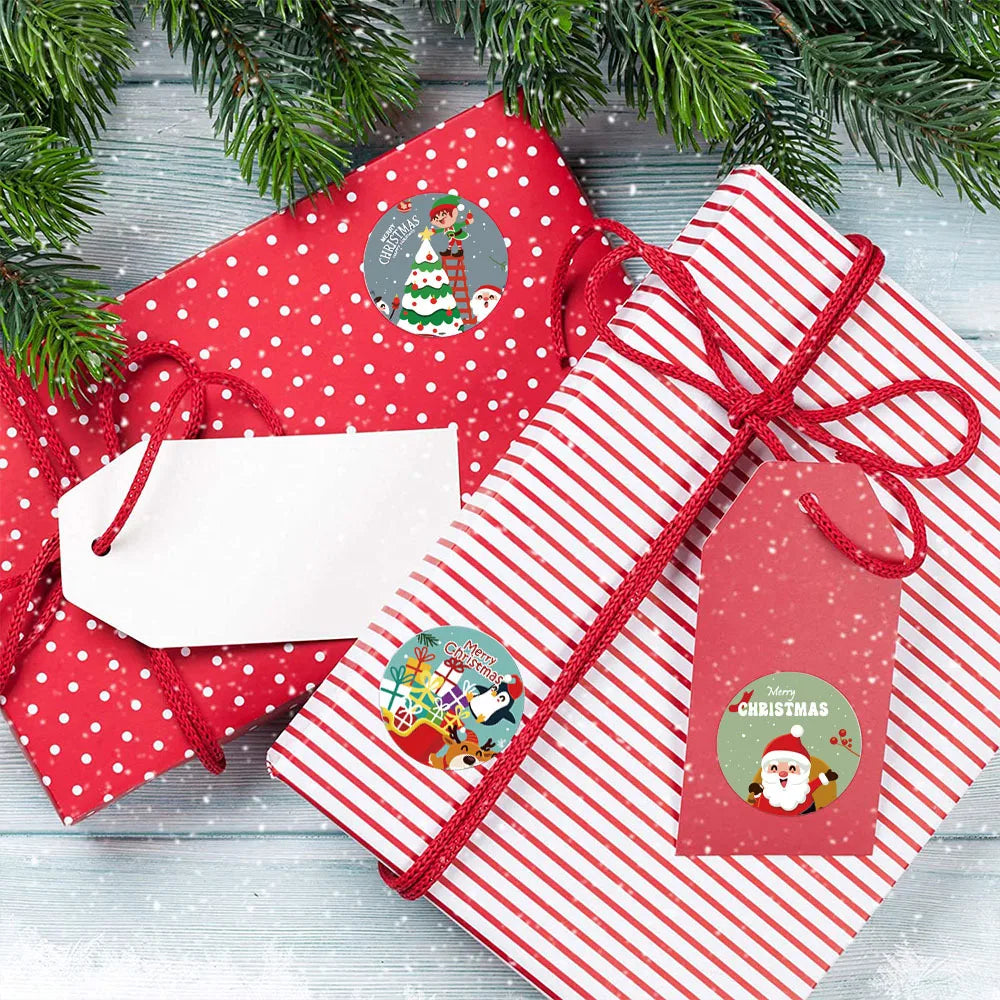 100-500Pcs New Merry Christmas Stickers Gift Packaging Seal Labels for New year decor, Greeting cards, Candy bags Stickers (ONLINE ORDER ONLY)