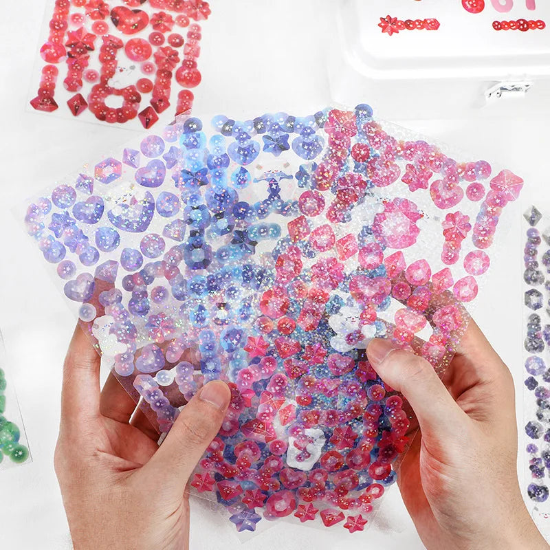 Laser Jewelry beaded Stickers Hand Account DIY Album Stick Label Decoration Scrapbooking Material Sticker Kawaii Stationery (ONLINE ORDER ONLY)