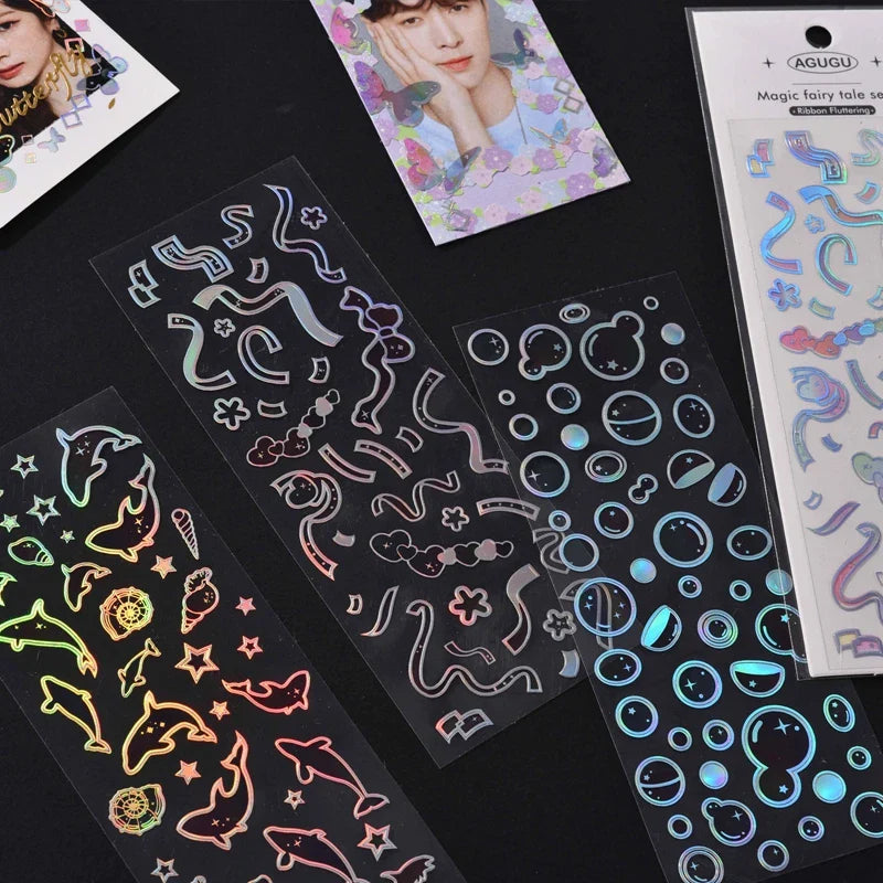 Cute Bubble Whale Bronzing Silver Sticker Aesthetics Decorative Scrapbooking Stickers School Supplies Diary Material Stickers (Online Order Only)