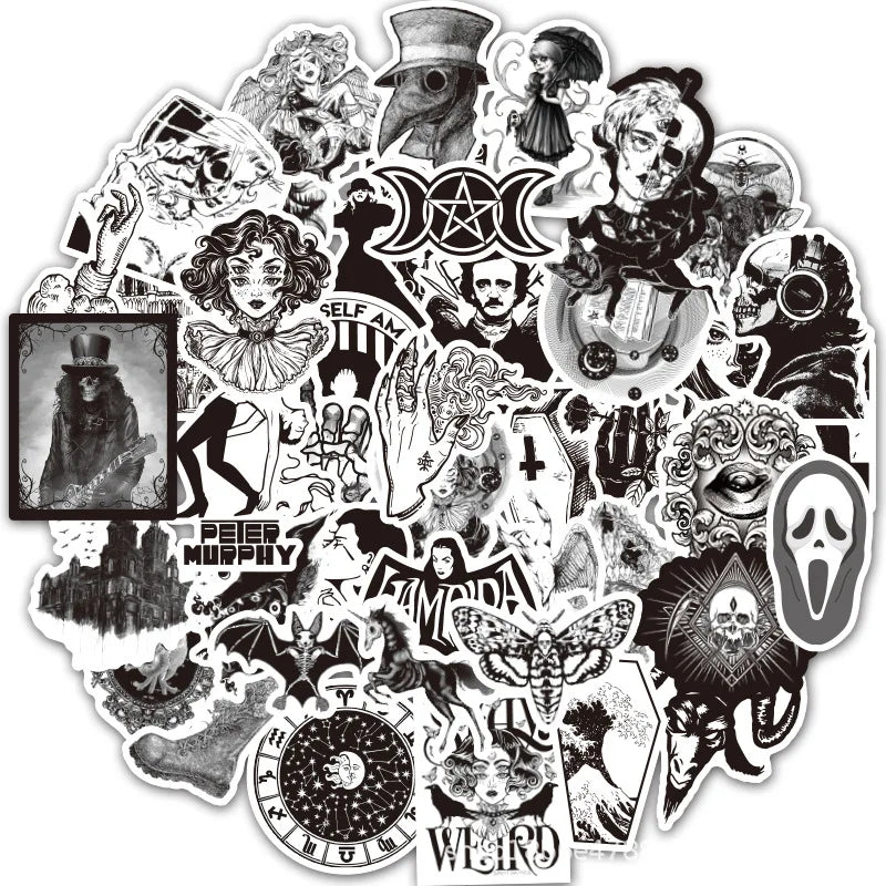 50 Gothic Horror Stickers Waterproof Skateboard Motorcycle Guitar (Online Order Only)
