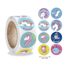2024New Sticker Animals Reward Sticker For Kids Cute Pattern School Teacher Supplies 500pcs/roll 1 Inch Kawaii Encourage Sticker (ONLINE ORDER ONLY)
