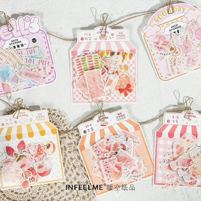 40Pcs/lot Sweet Life Series Stickers Scrapbooking Decorative Sticker DIY Diary Album Stick Label Escolar Cute Stationery Gift (Online Order Only)