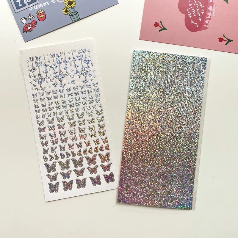 Ins Butterfly Star Moon Chain Laser Sticker Scrapbooking Decorative Sticker DIY Diary Album Stick Label Kawaii Stationery (ONLINE ORDER ONLY)