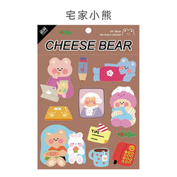 Kawaii Cheese Bear Stickers Scrapbooking Decorative Sticker Korean DIY Diary Album Stick Label School Stationery (Online Order Only)