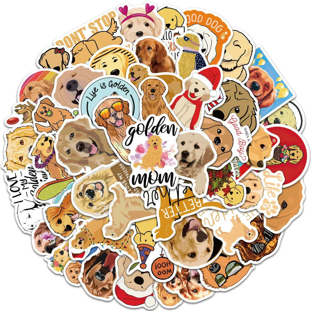 10/30/50PCS Golden Retriever Dog Stickers Cartoon DIY Bike Travel Luggage Laptop Kid Toys Classic Toy Decals Graffiti Sticker F3 (Online Order Only)
