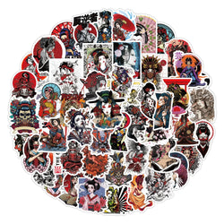 Geisha Tattoo Girl Stickers Pack - Skateboard, Suitcase, Luggage Decals (Online Order Only)