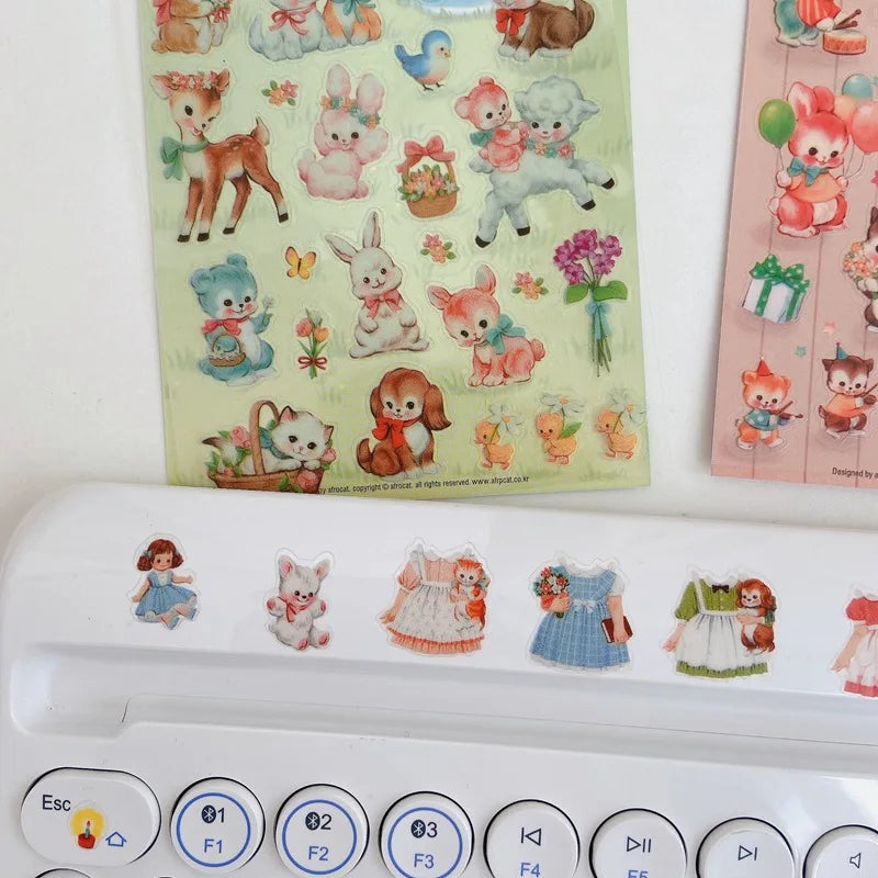 Ins Kawaii Retro Girl Sticker Scrapbooking Decorative Sticker DIY Diary Album Stick Label Korean Stationery (ONLINE ORDER ONLY)