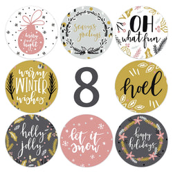 Merry Christmas Stickers 100-500pcs Round Golden Plated Stickers Gift Candy Box Homemade Cookies Bag Sealing Decoration Decals (Online Order Only)