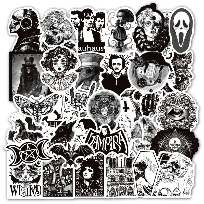 50 Gothic Horror Stickers Waterproof Skateboard Motorcycle Guitar (Online Order Only)