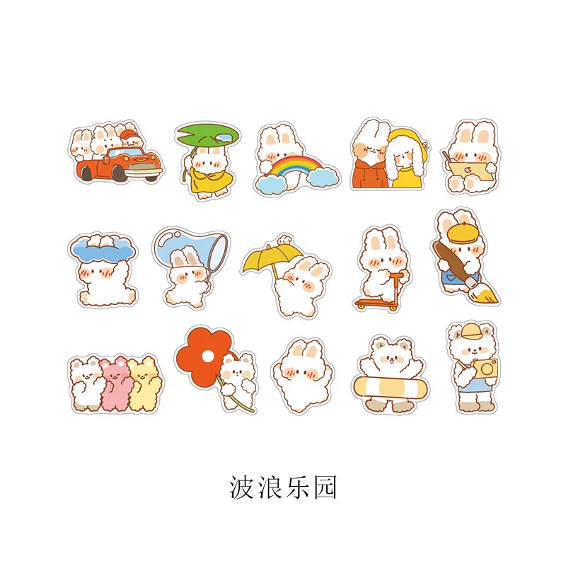 15Pcs/lot Cute Rabbit Bear Stickers PET Scrapbooking Stickers Decorative Ablum Diary For Children Stationery (ONLINE ORDER ONLY)