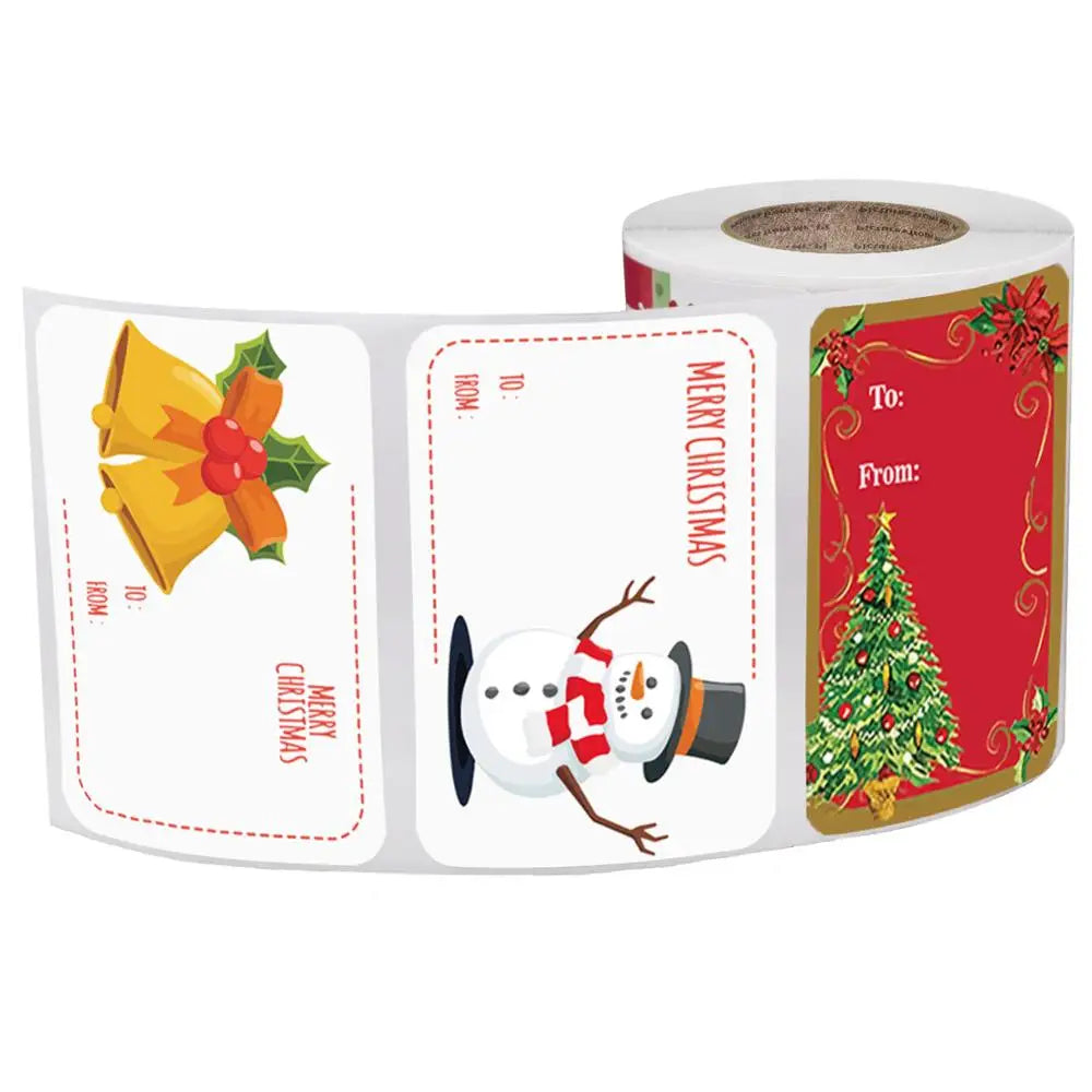 250pcs/roll Colored Christmas Stamp Design Kraft Seal Sticker Kraft Paper Material Stick DIY Multifunction Gift Sticker (ONLINE ORDER ONLY)
