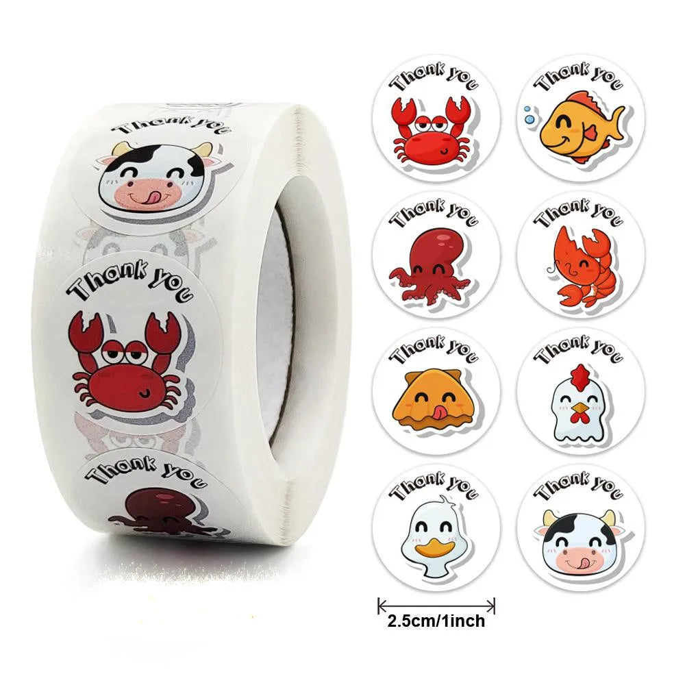 Stickers 500 Pcs/rollSea Animal Series Cute Stickers Office Stationery Decoration Sealing Stickers Kawaii Stickers (ONLINE ORDER ONLY)