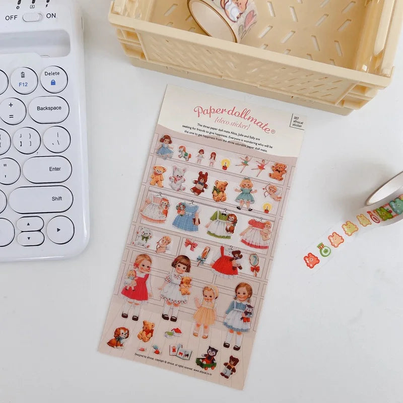 Ins Kawaii Retro Girl Sticker Scrapbooking Decorative Sticker DIY Diary Album Stick Label Korean Stationery (ONLINE ORDER ONLY)