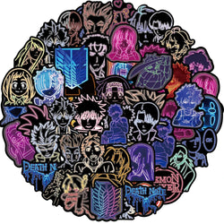 10/30/50PCS Neon Light Anime Stickers Mix Jujutsu Kaisen Hunter×Hunter Stickers DIY Car Phone Laptop Bike Toy Sticker for Kids (Online Order Only)