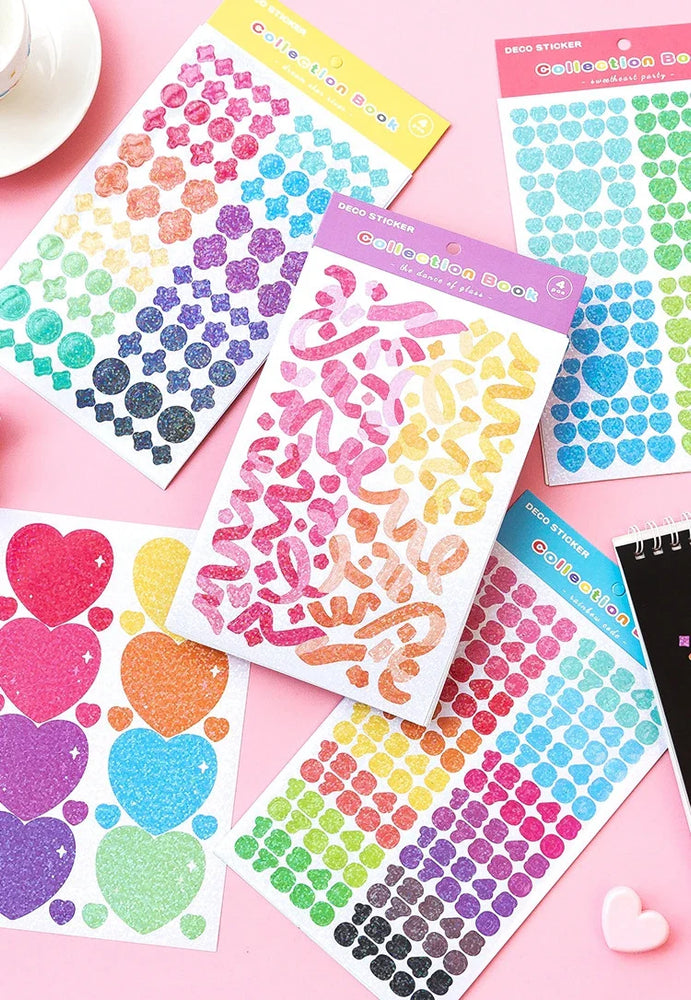 4 Sheets Color Collection Series Laser Sticker Ins Scrapbooking Decorative Sticker DIY Diary Album Stick Label Kawaii Stationery (ONLINE ORDER ONLY)