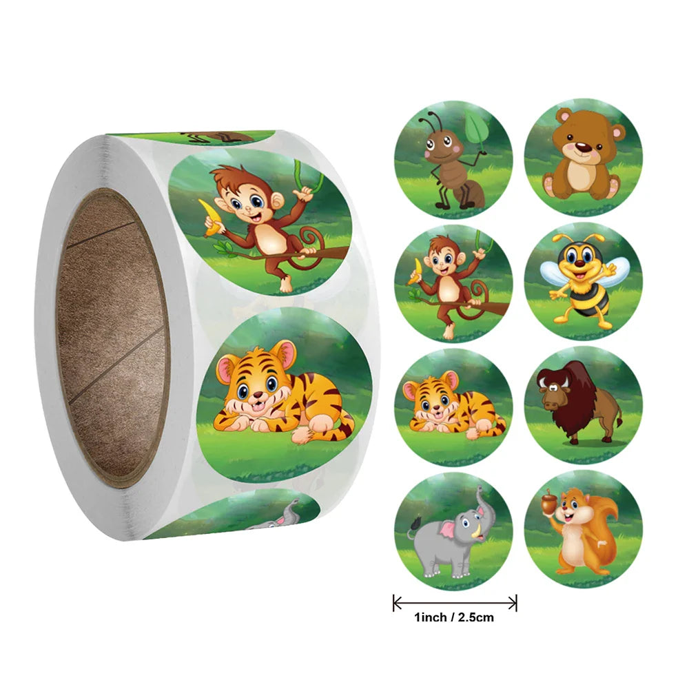 500pcs/roll Zoo Animals Laptop Stickers Reward Motivational Teacher Decals Ocean Life Sticker Toys for Children Kids on Car Book (Online Order Only)