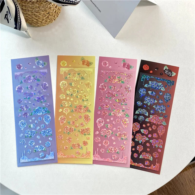 Ins Melting Rose Sticker Hand Account Scrapbooking Decorative Sticker DIY Diary Album Stick Label Korean Stationery (ONLINE ORDER ONLY)