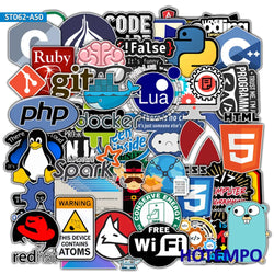50Pieces Programming Language Internet Geek Programmer Stickers for Phone Scrapbook Car Motorcycle Skateboard Laptop Sticker Toy (Online Order Only)