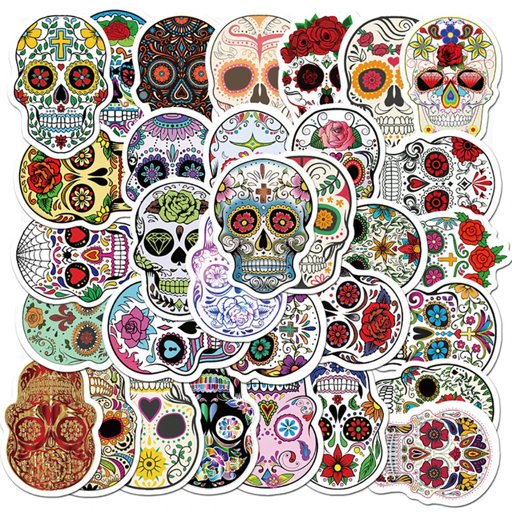 Colorful Skull Stickers Waterproof Skateboard Laptop Graffiti Decals (Online Order Only)