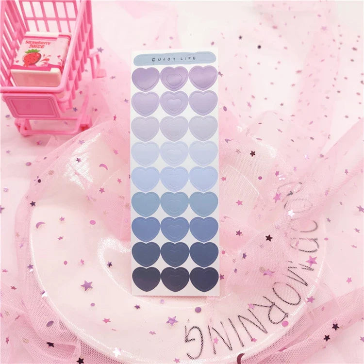 Cute Ins Gradient Love Heart Stickers Scrapbooking Decorative Sticker Korean DIY Diary Album Stick Label Kawaii Stationery (ONLINE ORDER ONLY)