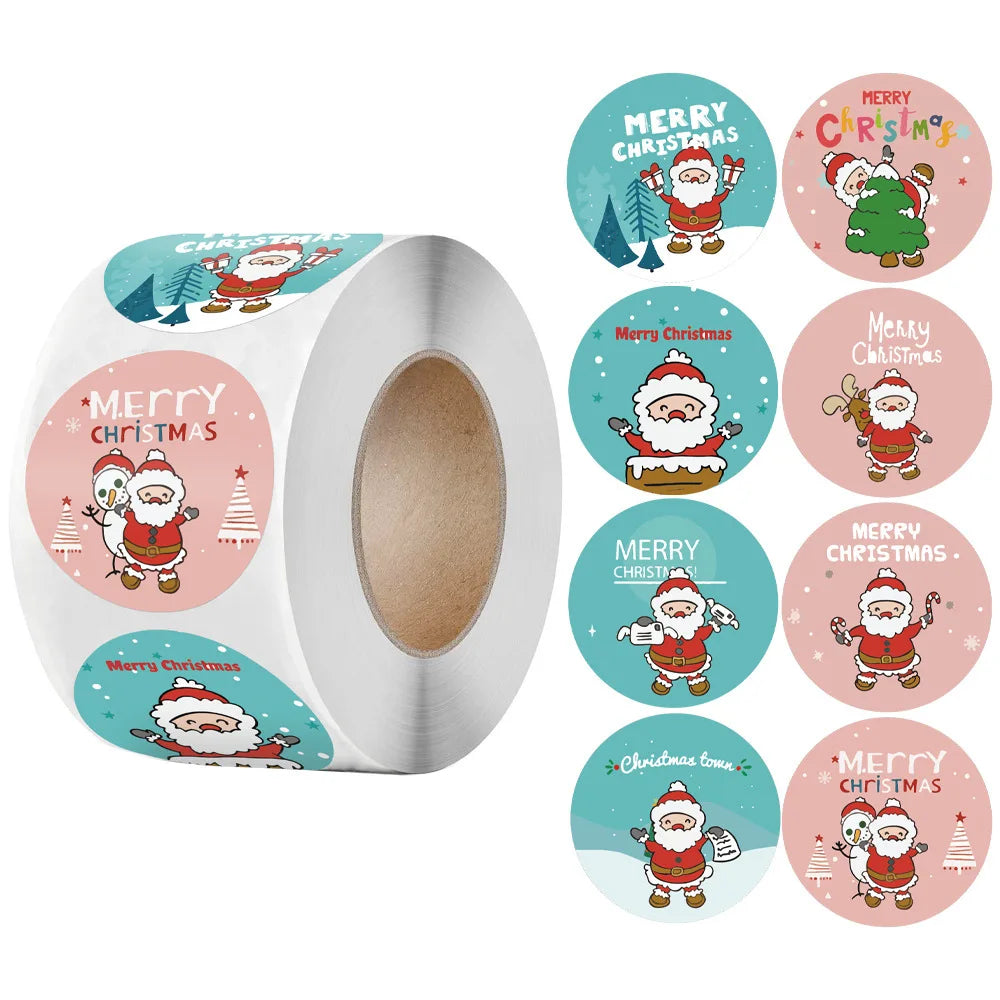 100-500Pcs New Merry Christmas Stickers Gift Packaging Seal Labels for New year decor, Greeting cards, Candy bags Stickers (ONLINE ORDER ONLY)