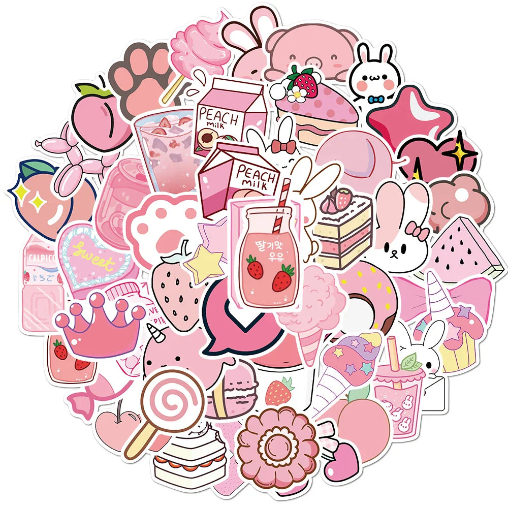 35/50/75PCS Cartoon Simple VSCO Girls Kawaii Stickers For Chidren Toy Waterproof Sticker to DIY Laptop Bicycle Helmet Car Decals (Online Order Only)