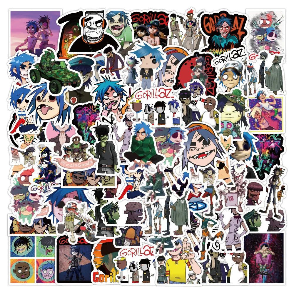 Gorillaz Band Graffiti Stickers 10/30/52pcs Waterproof Decals for Kids Phone Laptop Luggage Notebook Guitar (Online Order Only)