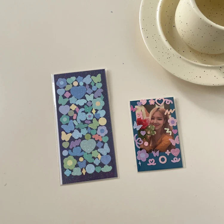 Ins Laser Flower Butterfly Stickers Scrapbooking Stick Label  Hand Account DIY Decoration Material Sticker Kawaii Stationery (ONLINE ORDER ONLY)
