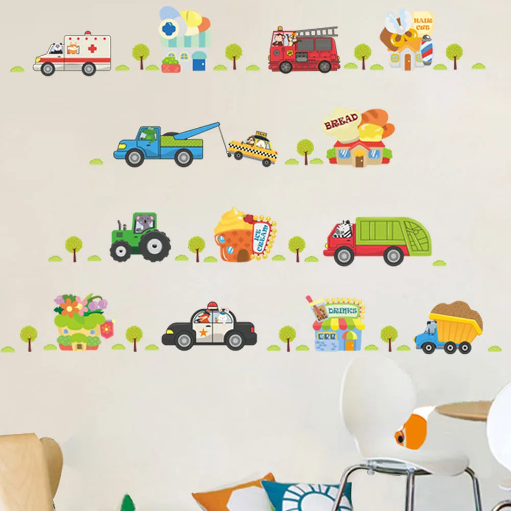 Cartoon Car Wall Sticker for Kids Room Decor (Online Order Only)