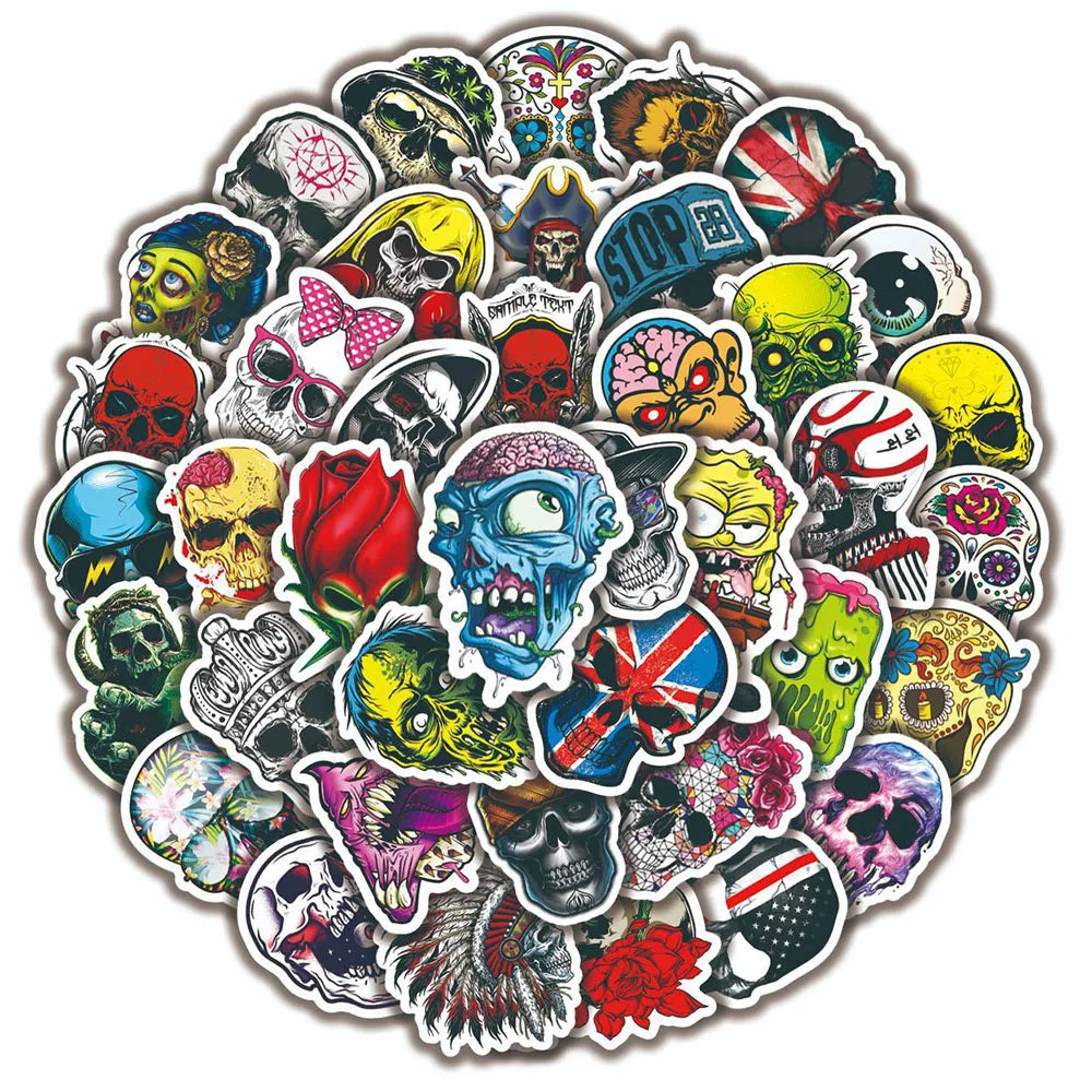 Funny Horror Skeleton Stickers - Waterproof DIY for Phone, Laptop, Skateboard, Luggage, Guitar (Online Order Only)