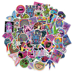Cartoon Psychedelic Graffiti Stickers - Waterproof Laptop Luggage Guitar Phone Decals (10/30/50PCS) (ONLINE ORDER ONLY)