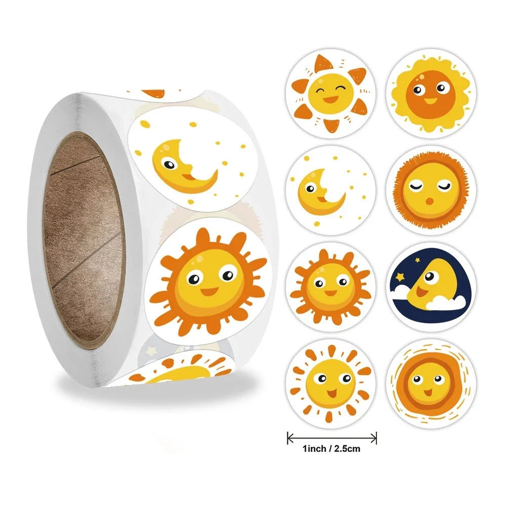 Smile Face Sticker 500 Pcs/roll For Kids Reward Sticker Yellow Dots Labels Happy Smile Face Expression Sticker Kids Toys (ONLINE ORDER ONLY)