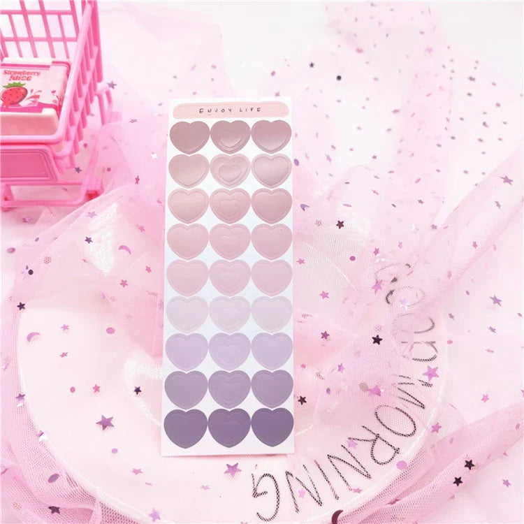 Cute Ins Gradient Love Heart Stickers Scrapbooking Decorative Sticker Korean DIY Diary Album Stick Label Kawaii Stationery (ONLINE ORDER ONLY)