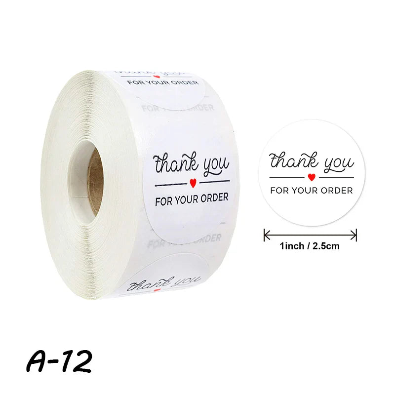 500pcs/roll Thank You Stickers Handmade Sticker Circle Stationery thank you for your order Seal Labels thank you sticker (ONLINE ORDER ONLY)