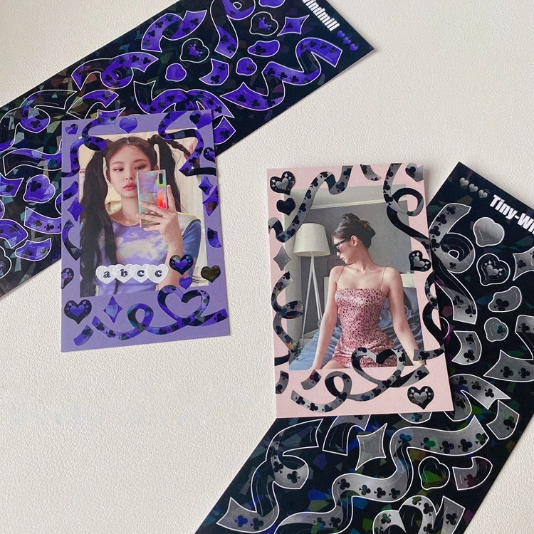 Korean Ins Checkerboard Lattice Ribbon Sticker Idol Card Hand Account DIY Diary Decoration Stickers Creative Stationery (ONLINE ORDER ONLY)