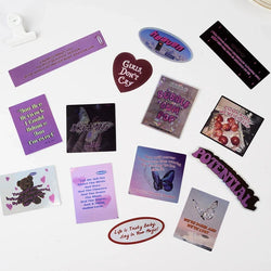 American Retro Bear Butterfly Decor Stickers Scrapbooking Stick Label Diary Album Stickers Kawaii Stationery Laser Stickers Gift (Online Order Only)