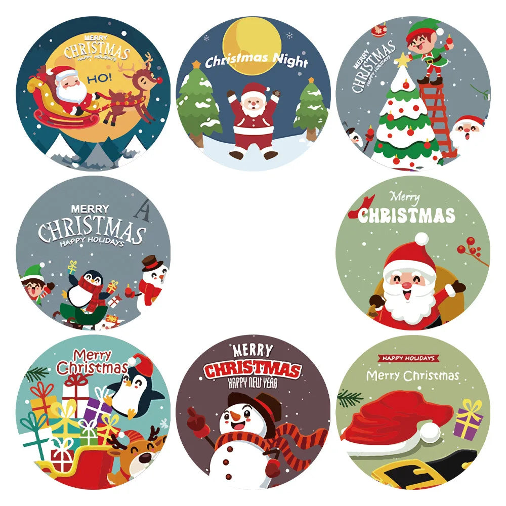 100-500Pcs New Merry Christmas Stickers Gift Packaging Seal Labels for New year decor, Greeting cards, Candy bags Stickers (ONLINE ORDER ONLY)