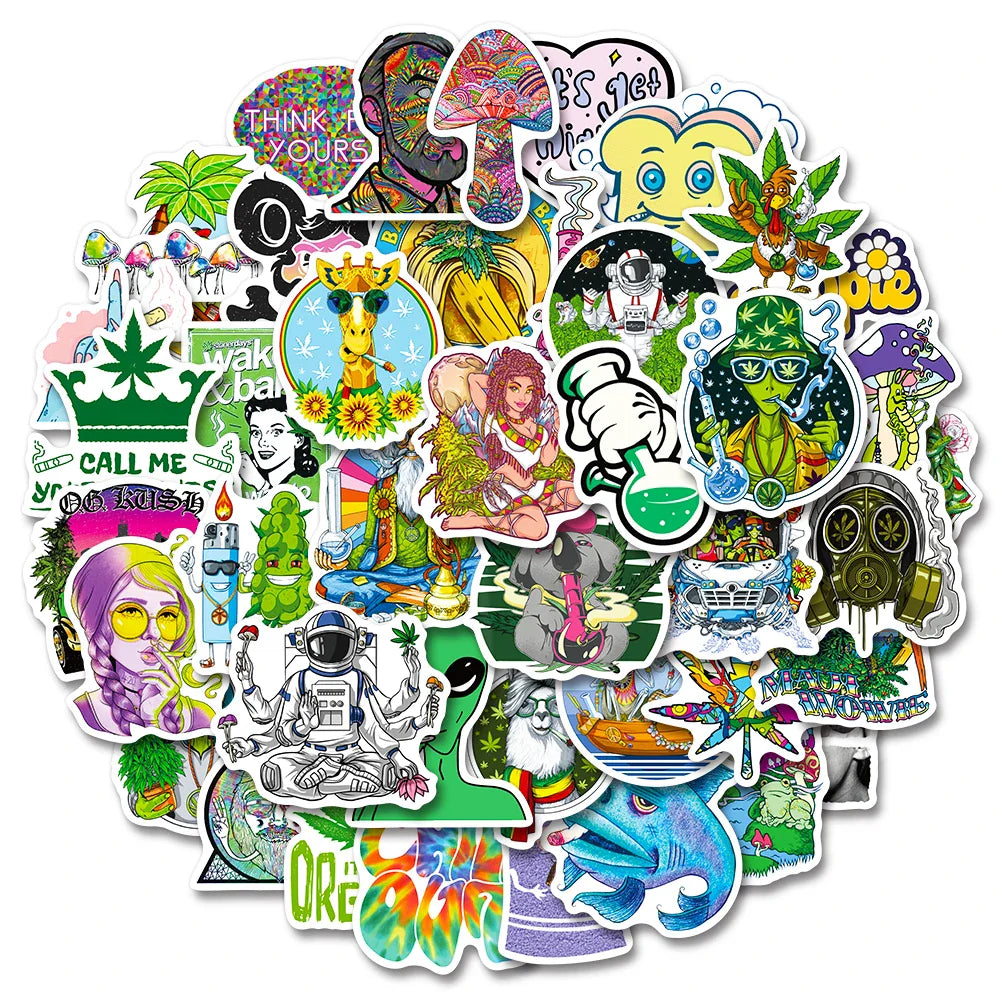 10/30/50 PCS Psychedelic Weed Relaxation Sticker Packs (ONLINE ORDER ONLY)